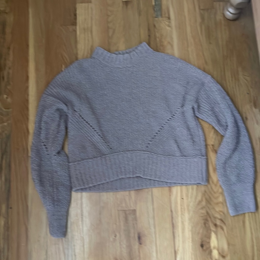 Beige Chenille Cropped Turtle Neck  sweater